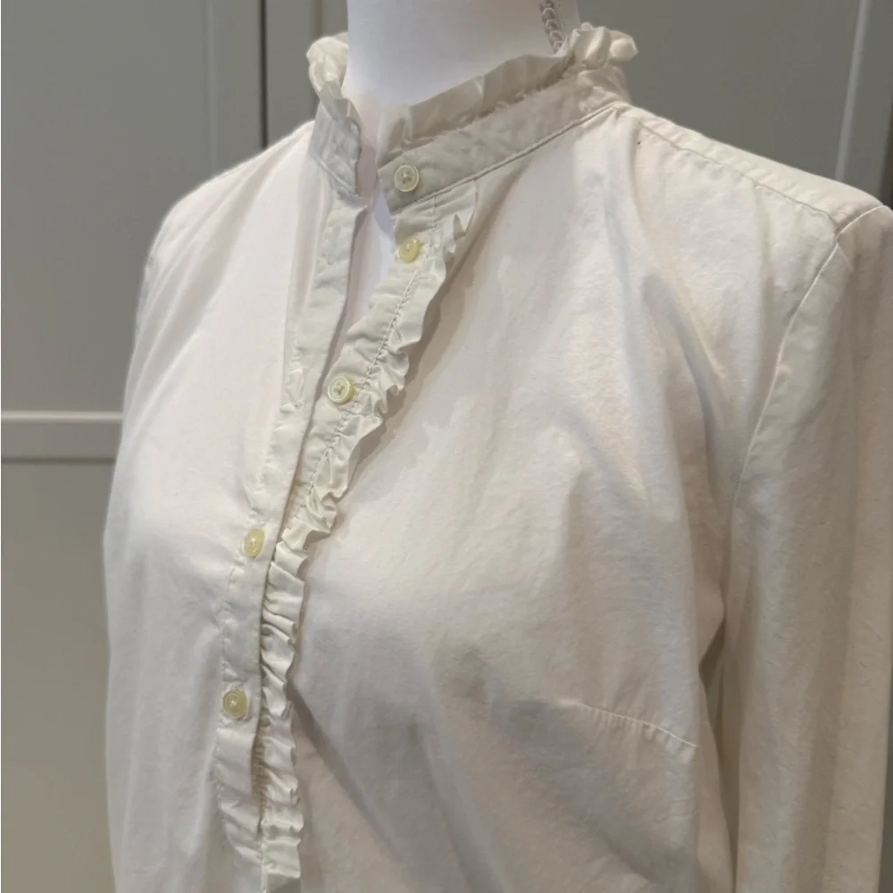 LOFT White Ruffled Blouse - Picture 2 of 5